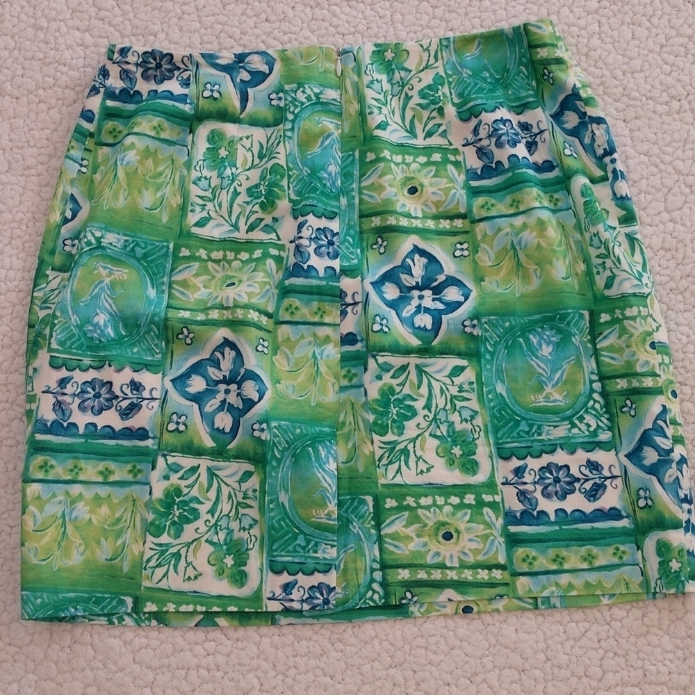 Talbot's Green Floral Print Pencil Skirt Size 14 - Picture 2 of 8